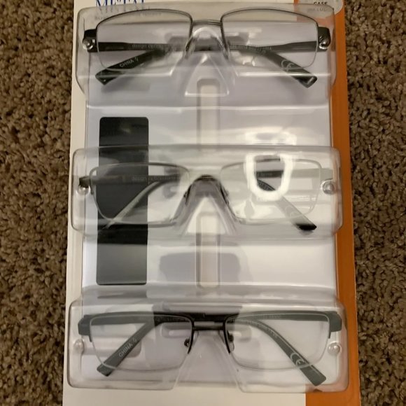Design Optics by Foster Grant Men's semi rimless metal Glasses 3 PK +1.25 - Picture 1 of 2